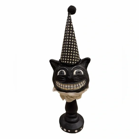 Vintage Black Cheshire Cat Halloween Decor - Picture 1 of 5